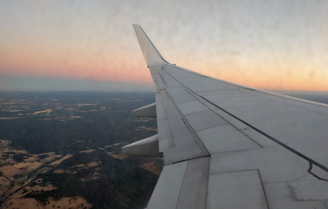 watching the sun out the plane window