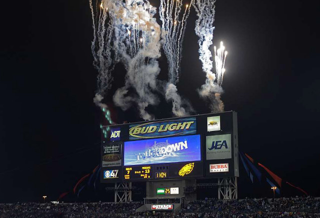 fireworks after a touchdown