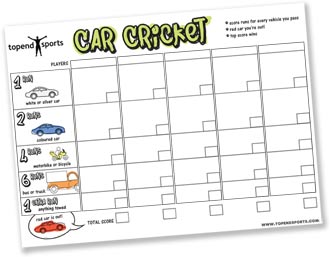 car cricket scoresheet