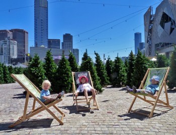 Casper, Olive and Jetson at Federation Square