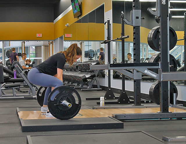 working out at a health club