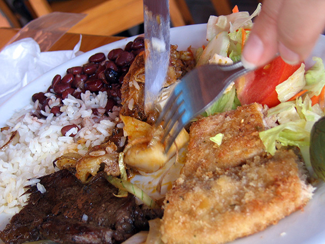 Typical costa rican meal with beans and rice