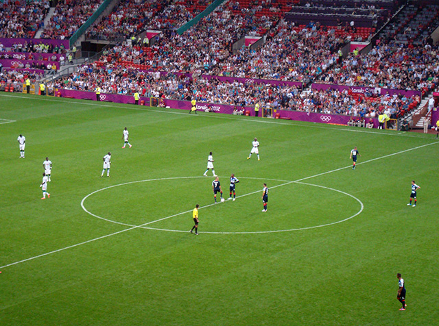 London Olympics football game on grass