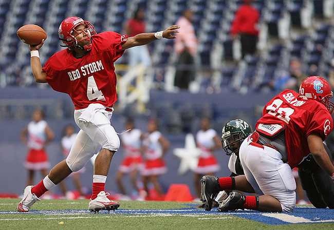 American football quarterback throw