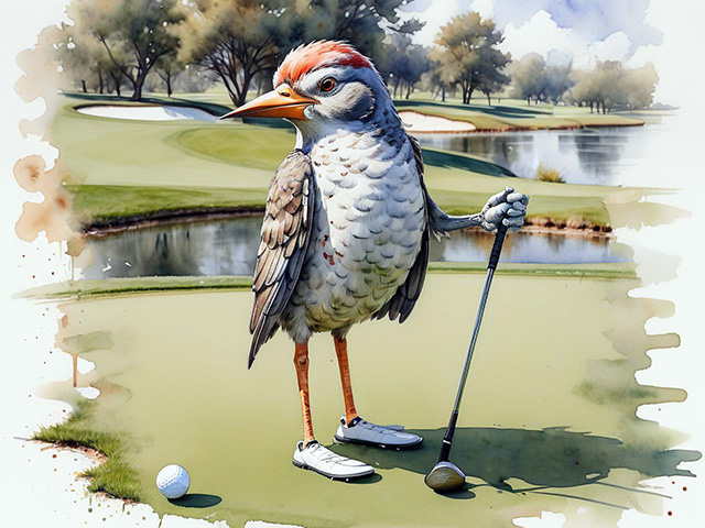 golf playing bird