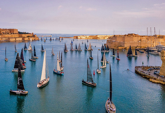 Sailing boats in Malta's Grand Harbour