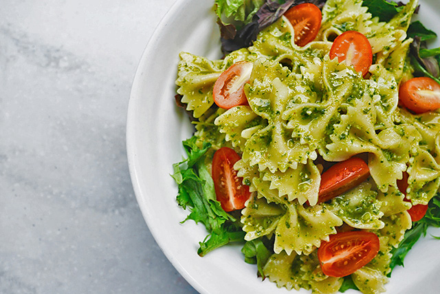 pasta dish with pesto