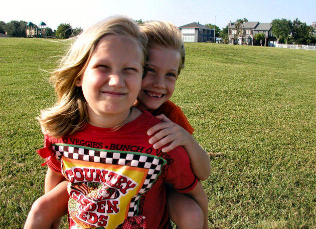 Kids going for a piggy back ride