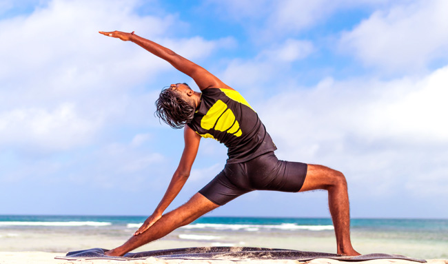 balance stretch on the beach