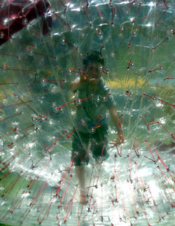 boy in zorb